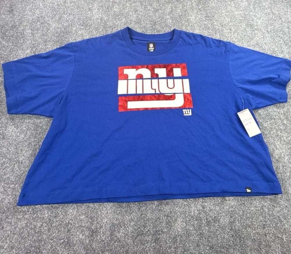 New Era New York Giants Foil Logo Crop Tee Women’s Size XL Blue New